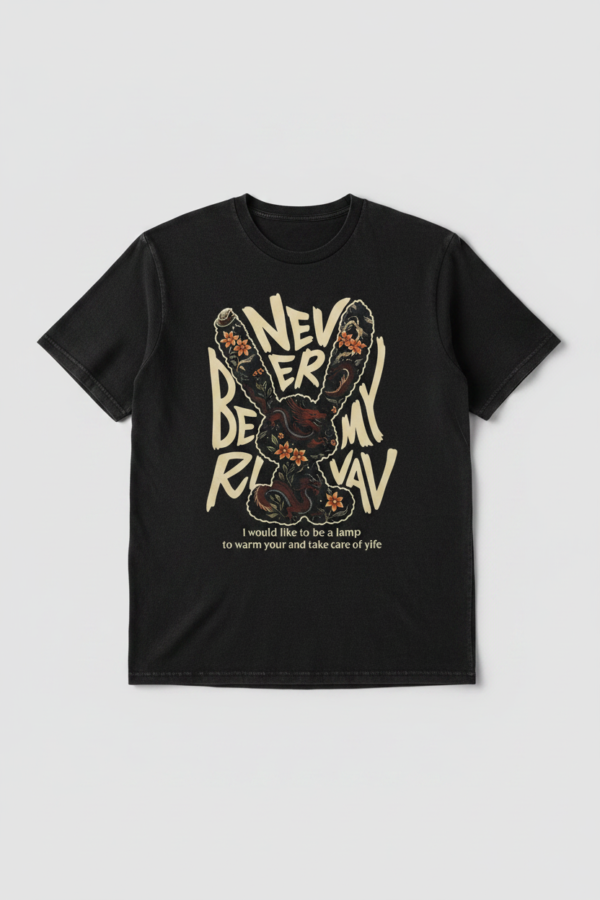 Black Floral Rabbit Graphic Tee